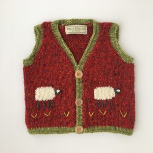 Red Aran Tweed Kids Waistcoat