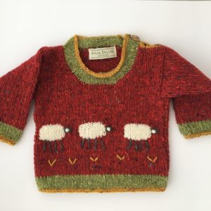 Red Aran Tweed Kids Sweater