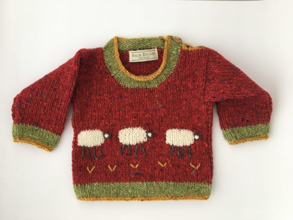 Red Aran Tweed Kids Sweater